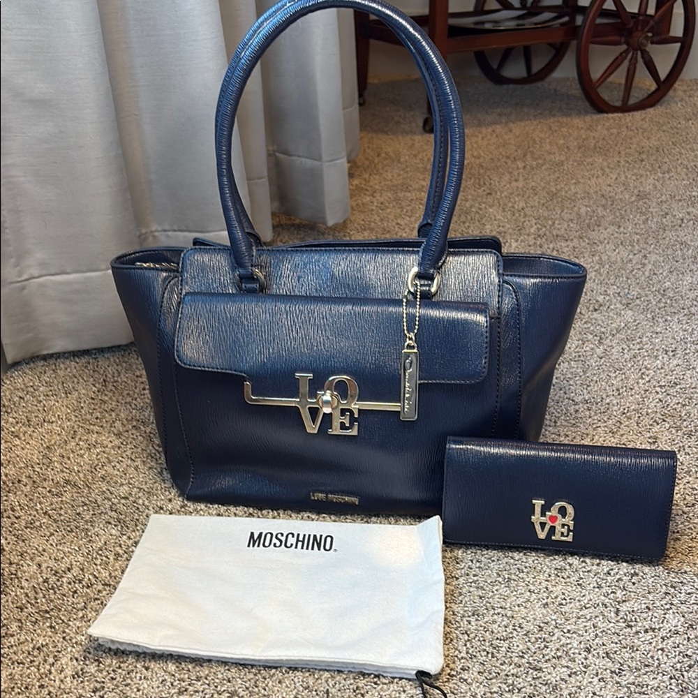 HUGE SALE BN!!!!!!!! Authentic Moschino Love Navy Blue Women's Bag DUO!!!!!